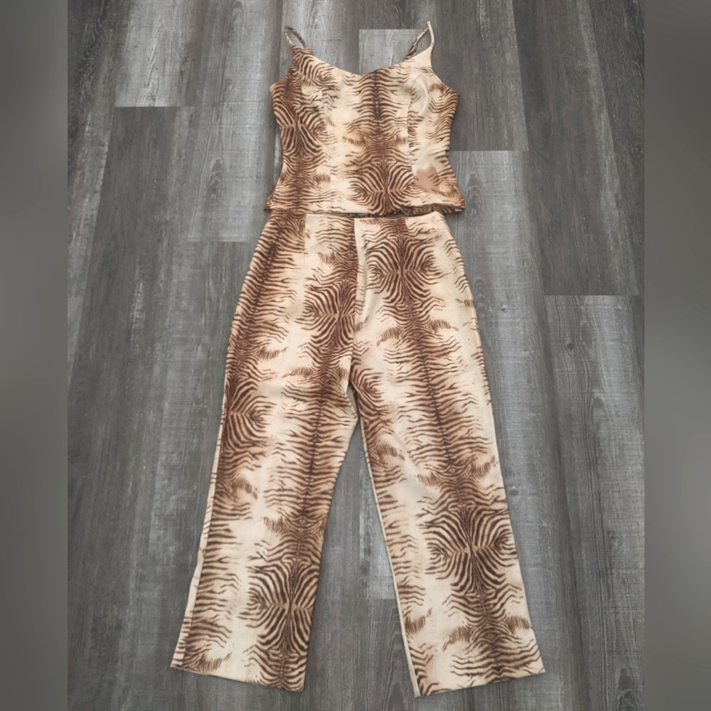 2 pc Animal Print Tank Top and Capri Set. Junior size 13